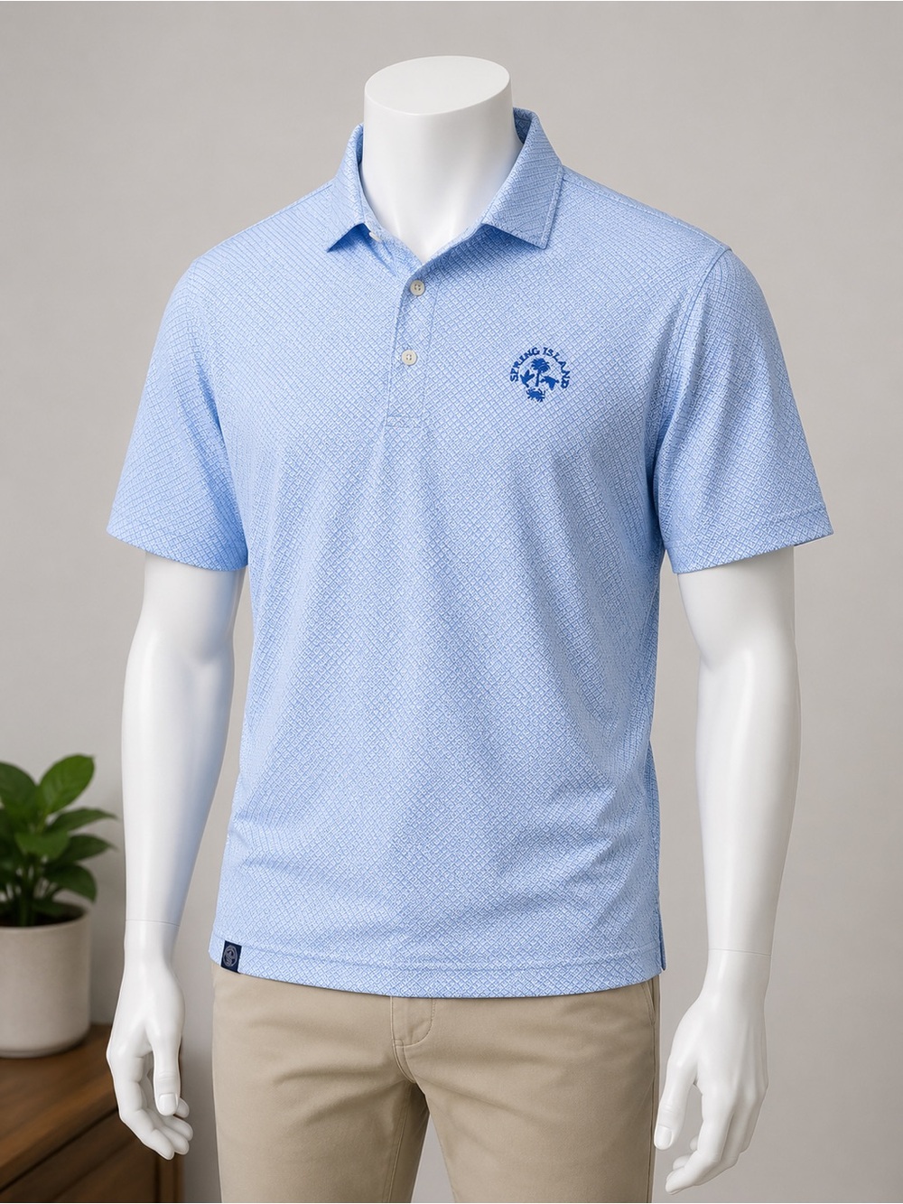 Turtleson Spring Island Performance Polo Shirt 2XL Blue Geometric Golf
